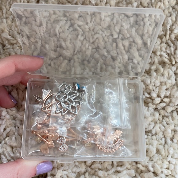 Set of 7 Earrings - mix of silver & rose gold - Picture 13 of 13